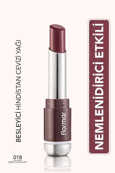 Flormar Saten Dokulu Stick Ruj - Prime N Lips Lipstick - 018 Berry Chocolate- 8690604364497 ürün görseli 1