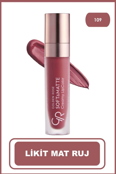 Golden Rose Soft&Matte Creamy Lipcolor 109 Jojoba ve Avokado Yağlı Yumuşak Mat Likit Ruj 5,5 ml ürün görseli 1