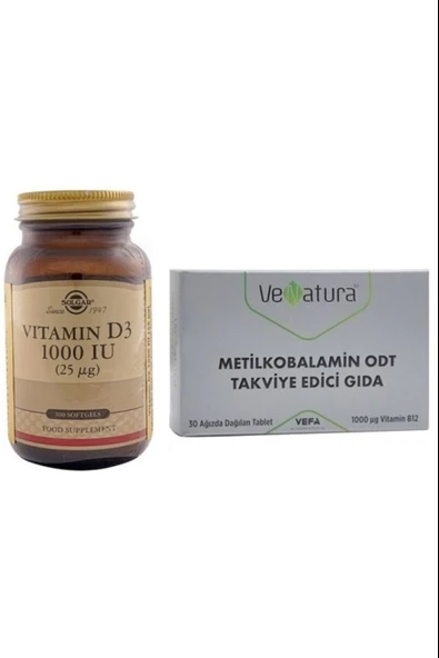 Venatura Vitamin B12 Metilkobalamin ODT 30 Tablet*2 Adet+ Solgar Vitamin D3 1000ıu 100 Kapsül ürün görseli 1