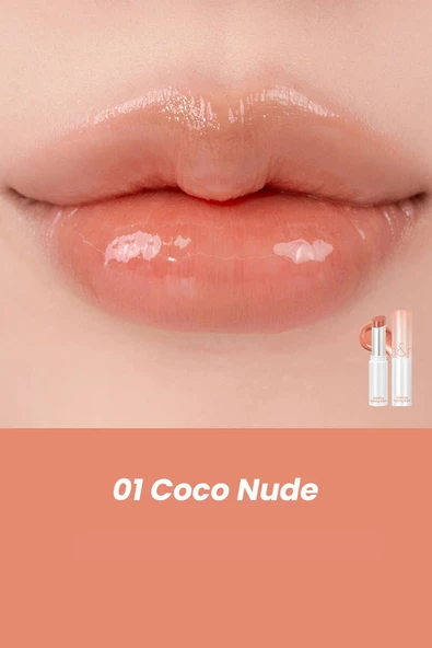 Romand Glasting Melting Balm Parlak Görünümlü Renk Veren Dudak Balmı 01 Coco Nude (VİONİNE) ürün görseli 1