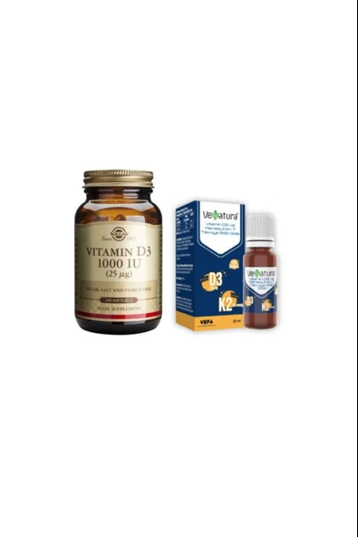 Venatura D3 K2 Damla 20 ml +Solgar Vitamin D3 1000ıu 100 Kapsül ürün görseli 1