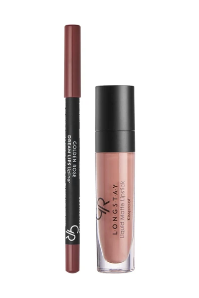 Golden Rose Matte Lip Kit Warm Nude Avokado ve Pamuk Yağlı Mat Ruj & Dudak Kalemi 5,5 ml + 1,6 g ürün görseli 1