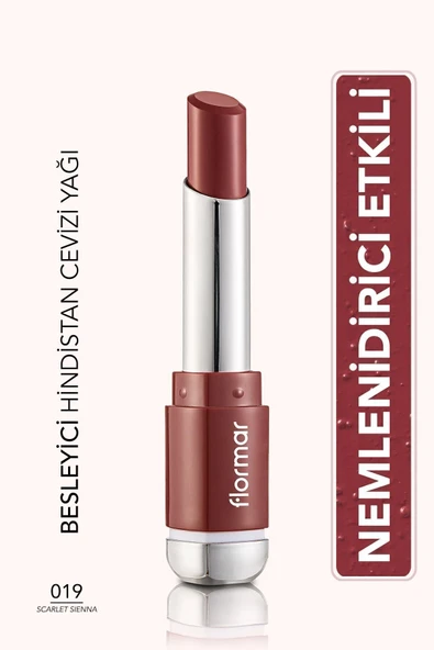 Flormar Saten Dokulu Stick Ruj - Prime N Lips Lipstick - 019 Scarlet Sienna- 8690604364503 ürün görseli 1