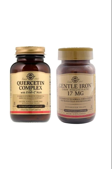 Solgar Quercetin Complex 50 Kapsül +Solgar Gentle Iron 17mg 90 Kapsül ürün görseli 1