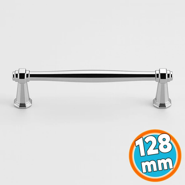 Mobilya Çekmece Mutfak Dolabı Dolap Kapak Kulpları Kulbu Kulpu Krom Metal Kulp 128 mm-12.8 cm ürün görseli 1
