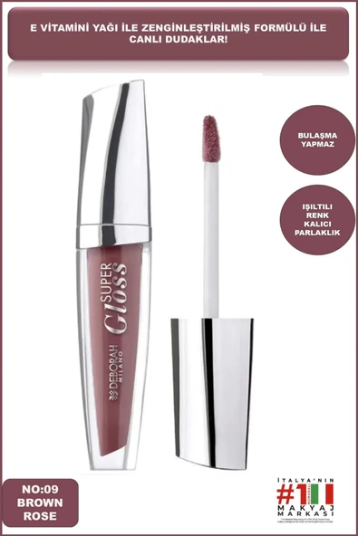 Deborah Extra Parlak Super Gloss Brown Rose No: 09 ürün görseli 1
