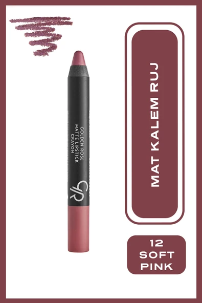 Golden Rose Matte Lipstick Crayon No:12 Soft Pink - Mat Kalem Ruj ürün görseli 1