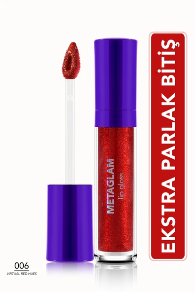 Flormar Metaglam Yoğun Işıltılı & Nemlendirici Etkili Dudak Parlatıcısı- 006 Vırtual Red Hues-8682536080859 ürün görseli 1