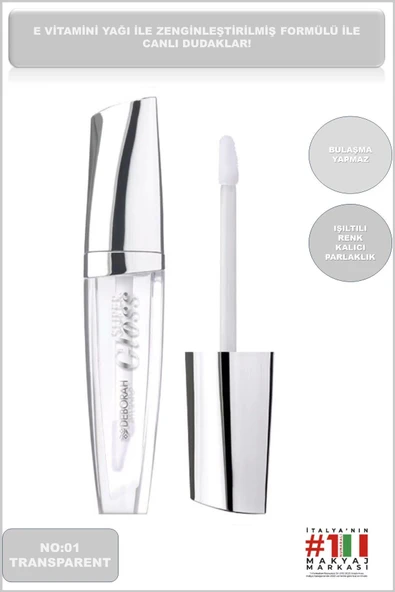 Deborah Milano Super Gloss Dolgunlaştırıcı Etkili Şeffaf Parlatıcı No:1 ürün görseli 1