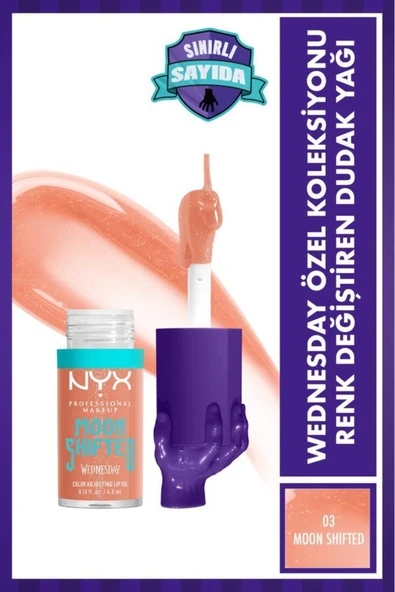 NYX Professional Makeup Wednesday Özel Koleksiyonu Renk Değiştiren Dudak Yağı - 03 Moon Shifted ürün görseli 1