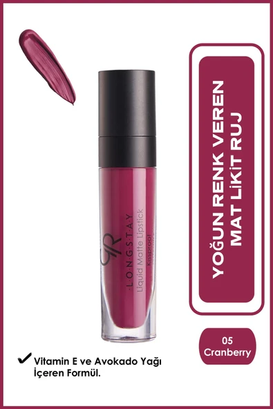 Golden Rose Longstay Liquid Matte Lipstick 05 Avokado Yağlı Kalıcı Likit Mat Ruj 5,5 ml ürün görseli 1