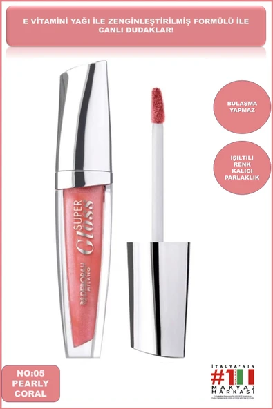 Deborah Milano No: 05 Pearly Coral Super Gloss ürün görseli 1