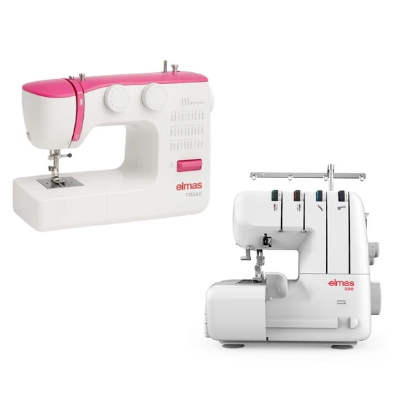 Elmas TR360 (Pembe) Dikiş Makinesi ve 328 Ev Tipi 4 İplik Overlok Makinesi ürün görseli 1