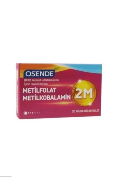 Osende 2m Odt Metilfolat & Metilkobalamin 30 Ağızda Dağılan Tablet ürün görseli 1