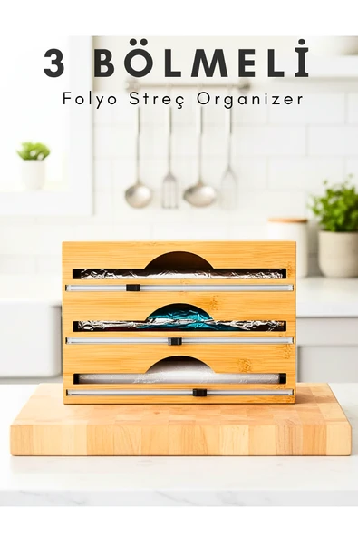 Bambu Organizer Streç Film Ve Folyo Kesici Streçlik Ve Folyo Kesici ürün görseli 1