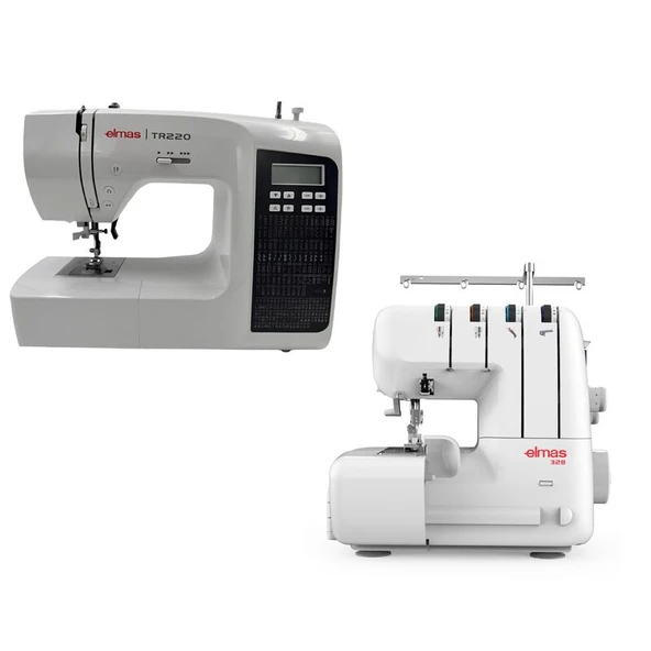 Elmas TR220 Elektronik Dikiş Makinesi (Siyah) ve 328 Ev Tipi 4 İplik Overlok Makinesi ürün görseli 1