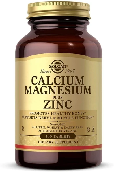 Solgar Calcium Magnesium Plus Zinc 100 Tablet - Resim 3