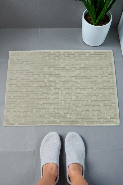 Tuğla Desenli 2li Ayak Havlusu - 50x70 cm - Su Emici Banyo Paspası Seti - Yeşil - 00104 ürün görseli 1