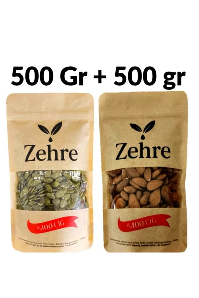 Zehre Büyük Boy Ikili - Çiğ Badem Içi 500 gr + Çiğ Kabak Çekirdeği 500 gr ürün görseli 1