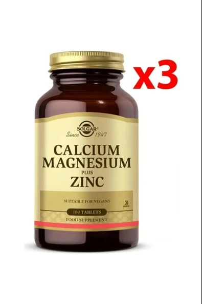 Solgar Calcium Magnesium Plus Zinc 100 Tablet 3 Adet ürün görseli 1