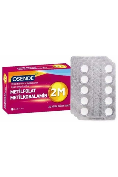 Osende 2m Odt Metilfolat & Metilkobalamin 30 Ağızda Dağılan Tablet ürün görseli 1