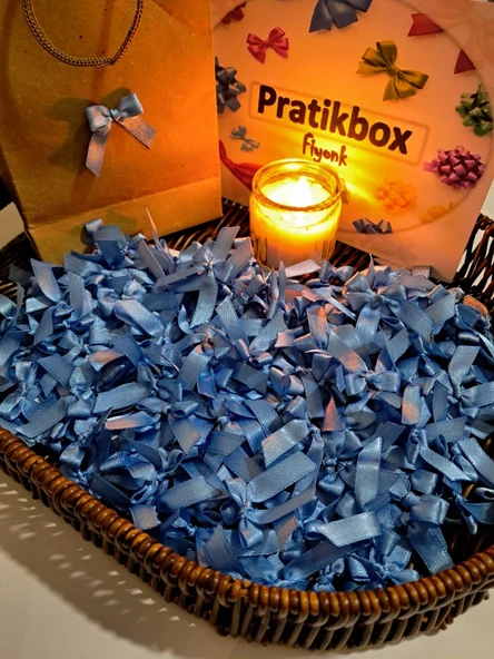 Pratikbox Fiyonk / Saten 2cm'lik / Hediyelik / Süsleme / Mavi Renk / 50 Adet ürün görseli 1