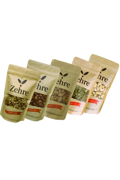 Zehre 5'li Avantaj Paketi 250 gr Çiğ Kabak Çekirdeği İçi + 250 gr Çiğ Badem İçi + 250 gr Çiğ Fındık İçi + 250 gr Ceviz İçi + 250 gr Çiğ Kaju ürün görseli 1