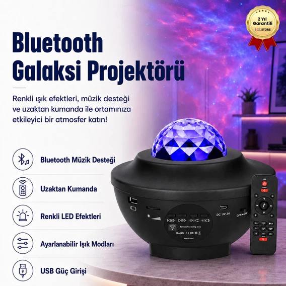 Starry Light Yıldızlı Atmosfer Işık Projektörü Çok Renkli Gökyüzü Efekti Ay ve Nebula Yansıtma Uzaktan Kumandalı Ortam Gece Lambası ürün görseli 1