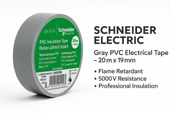 SCHNEIDER ELECTRIC Gri PVC Elektrik Bandı 5'Lİ  20m x 19mm ürün görseli 1