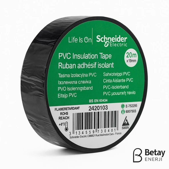 SCHNEIDER ELECTRIC Siyah PVC Elektrik Bandı  20m x 19mm 5'Lİ ürün görseli 1