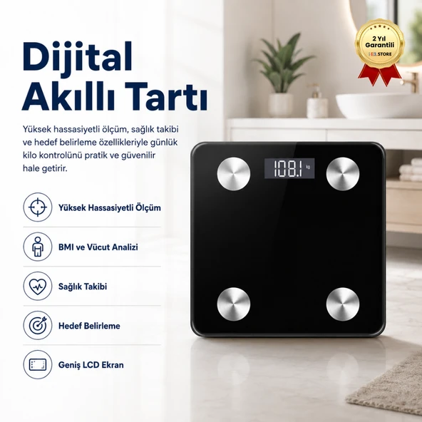 HZL Tartı Dijital Baskül Yağ Su Kas Vücut Kitle Endeksi Kilo Ölçer Tartı Profesyonel - Diyetisyen Onayli ürün görseli 1