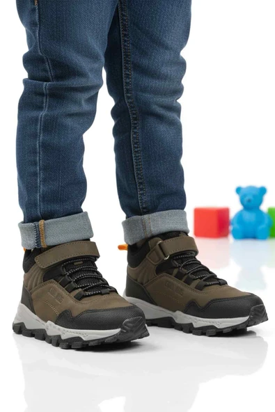 Cool Haki Gri Cırtlı Kaymaz Unisex Cırtlı Çocuk Bot Doruk P ürün görseli 1