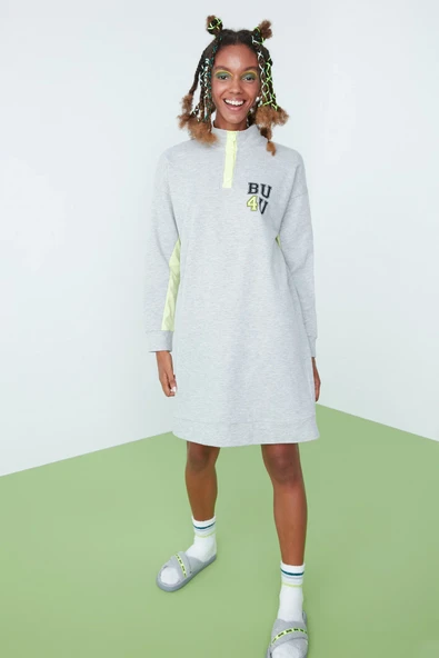 Penti Gri-melanj Bu4u Details Sweatshirt Elbise ürün görseli 1