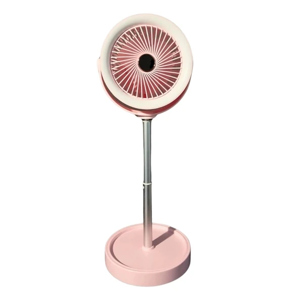 bigmate Pembe Masa Tipi Midi Fan – Taşınabilir Şarjlı Kademeli Hız ve Yükseklik Ayarı YS2298B ürün görseli 1