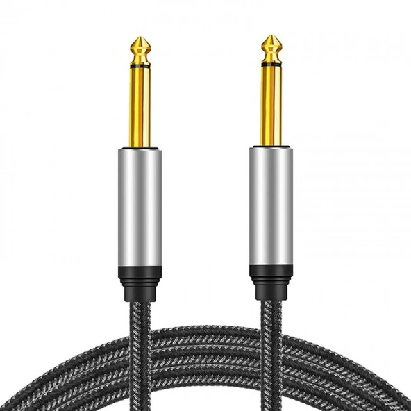 Gitar anfi ara bağlantı kablosu 6,35mm mono TS jaklı kablo 3m ürün görseli 1