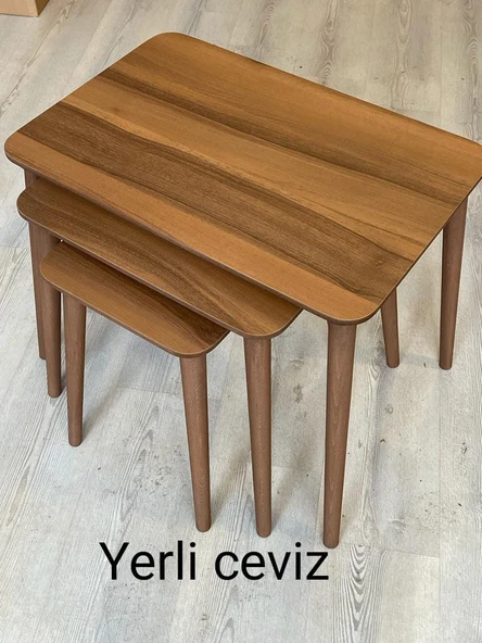 Modern Ahşap Zigon Sehpa Takımı 3'lü - Resim 2