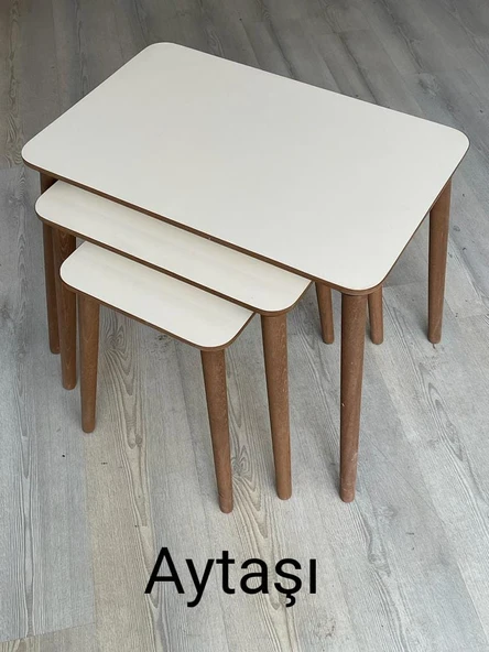 Modern Ahşap Zigon Sehpa Takımı 3'lü - Resim 4
