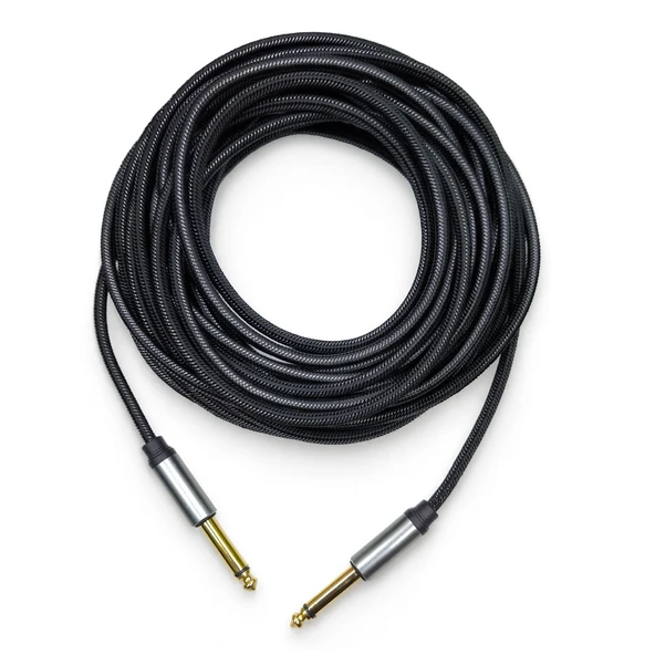 6.3 mm mono Gitar anfi ara bağlantı kablosu TS mono jaklı kablo 10m ürün görseli 1