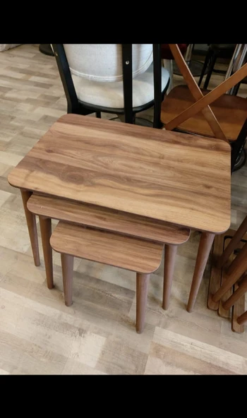 Modern Ahşap Zigon Sehpa Takımı 3'lü - Resim 9