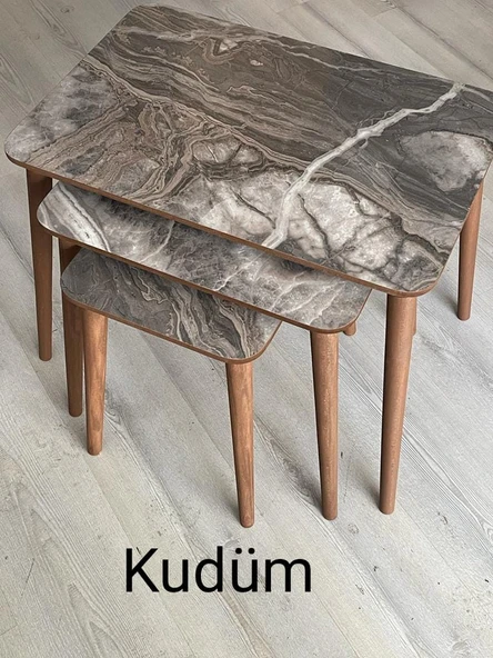 Modern Ahşap Zigon Sehpa Takımı 3'lü - Resim 6