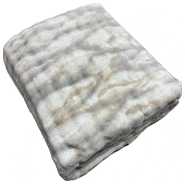 Merinos Harmony Çift Kişilik Peluş Battaniye 220x240 Kahve-Gri Renk Yeni Model Yeni Desen ürün görseli 1
