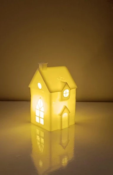 Kış Evi Mumluk Noel Yılbaşı Süsü Dekoratif Biblo Tealight Mumluk Seti Mum Dahildir ürün görseli 1
