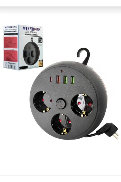 GenelTedarik AKIM KORUMALI PRİZ 3LÜ USB Lİ KABLOLU PRİZ ürün görseli 1