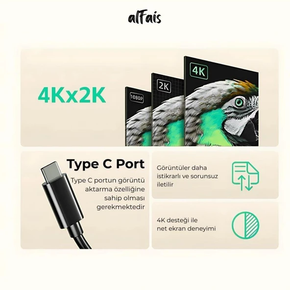 5147 4K Destekli Type-C to HDMI Görüntü Aktarım Adaptörü - Resim 4