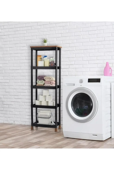 GenelTedarik Çok Amaçlı 5 Raflı Su Geçirmez Örtülü Mutfak Banyo Balkon Dolabı Mobilyası ürün görseli 1