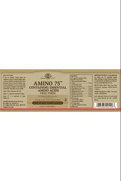 Solgar Amino 75 Essential Amino 30 Kapsül - Resim 2