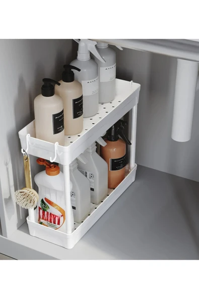 GenelTedarik ÇOK AMAÇLI RAF ORGANİZER 2 KATLI BANYO MUTFAK TAKI TOKA ürün görseli 1