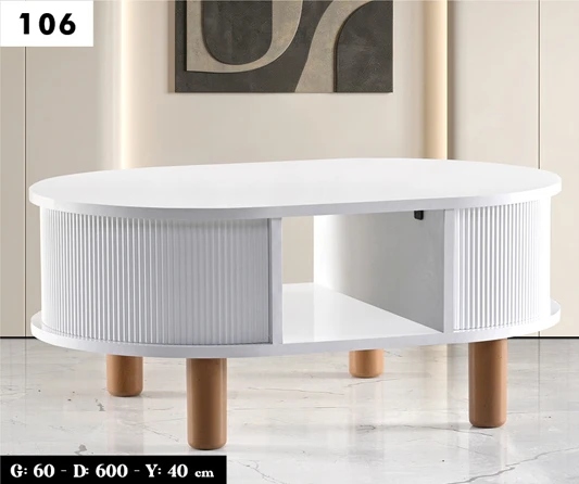 Oval Çizgili Orta Sehpa - Resim 6