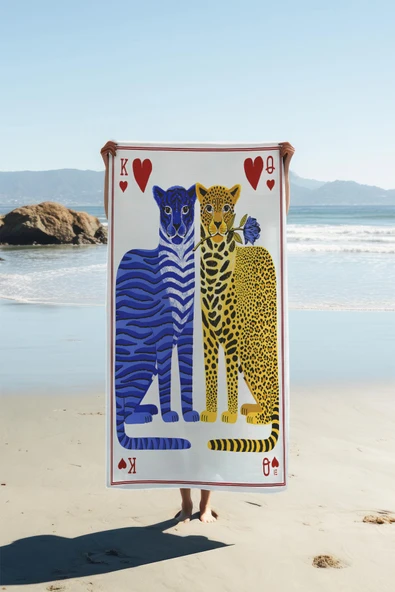 Dijital Baskı Plaj Deniz Havlusu Leopar Desenli Peştamal HVL0140 RENKLİ 80 X 160 ürün görseli 1