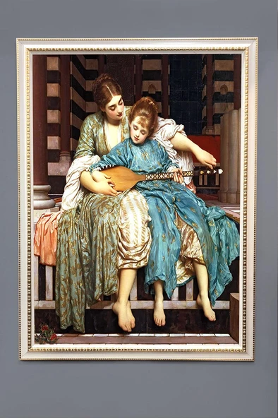 Müzik Dersi Desenli Dijital Baskılı Kadife Kumaş Çerçeveli Tablo TBL0081 RENKLİ 50 X 70 ürün görseli 1